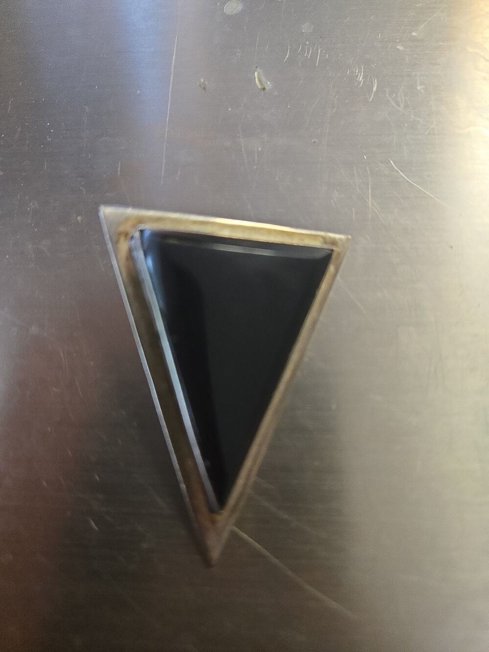 Vintage Sterling Silver Black Onyx Pendant Only 925 Mexico Rare 2" Triangle